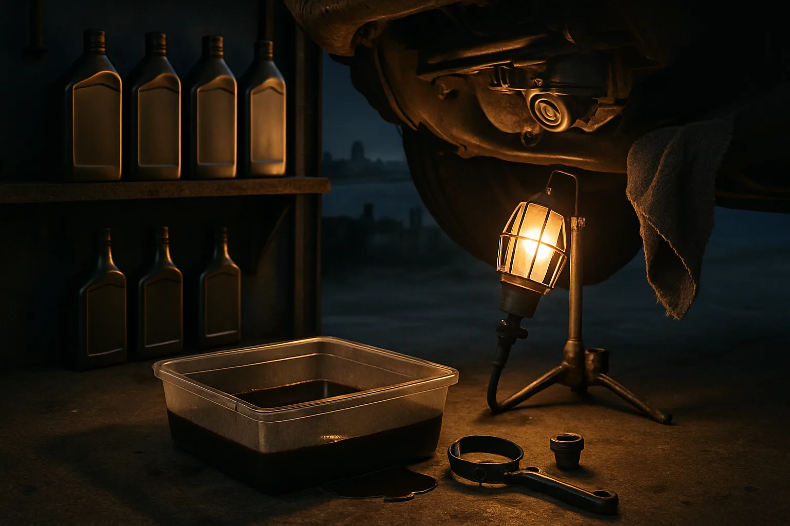 Oil maintenance service setup and supplies